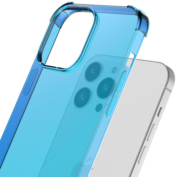 iPhone 12 Pro siliconen telefoonhoesje met stootrand transparant blauw (5)