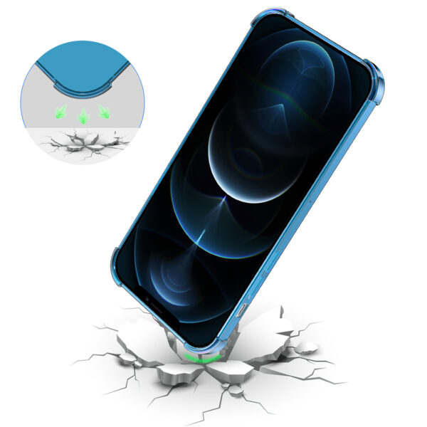 iPhone 12 Pro siliconen telefoonhoesje met stootrand transparant blauw (6)