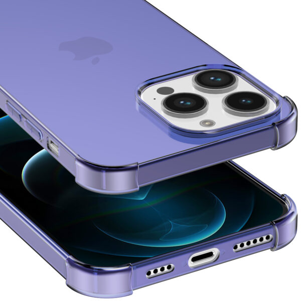 iPhone 12 Pro siliconen telefoonhoesje met stootrand transparant donkerblauw (4)