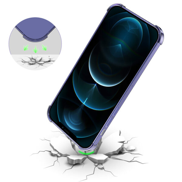 iPhone 12 Pro siliconen telefoonhoesje met stootrand transparant donkerblauw (6)