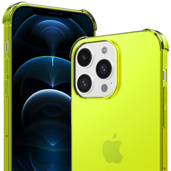 iPhone 12 Pro siliconen telefoonhoesje met stootrand transparant geel (2)