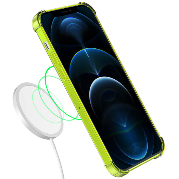 iPhone 12 Pro siliconen telefoonhoesje met stootrand transparant geel (3)