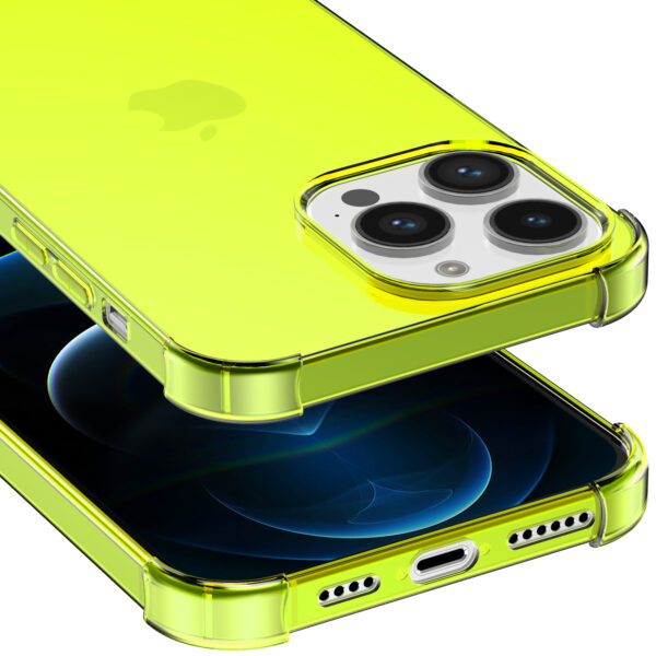 iPhone 12 Pro siliconen telefoonhoesje met stootrand transparant geel (4)