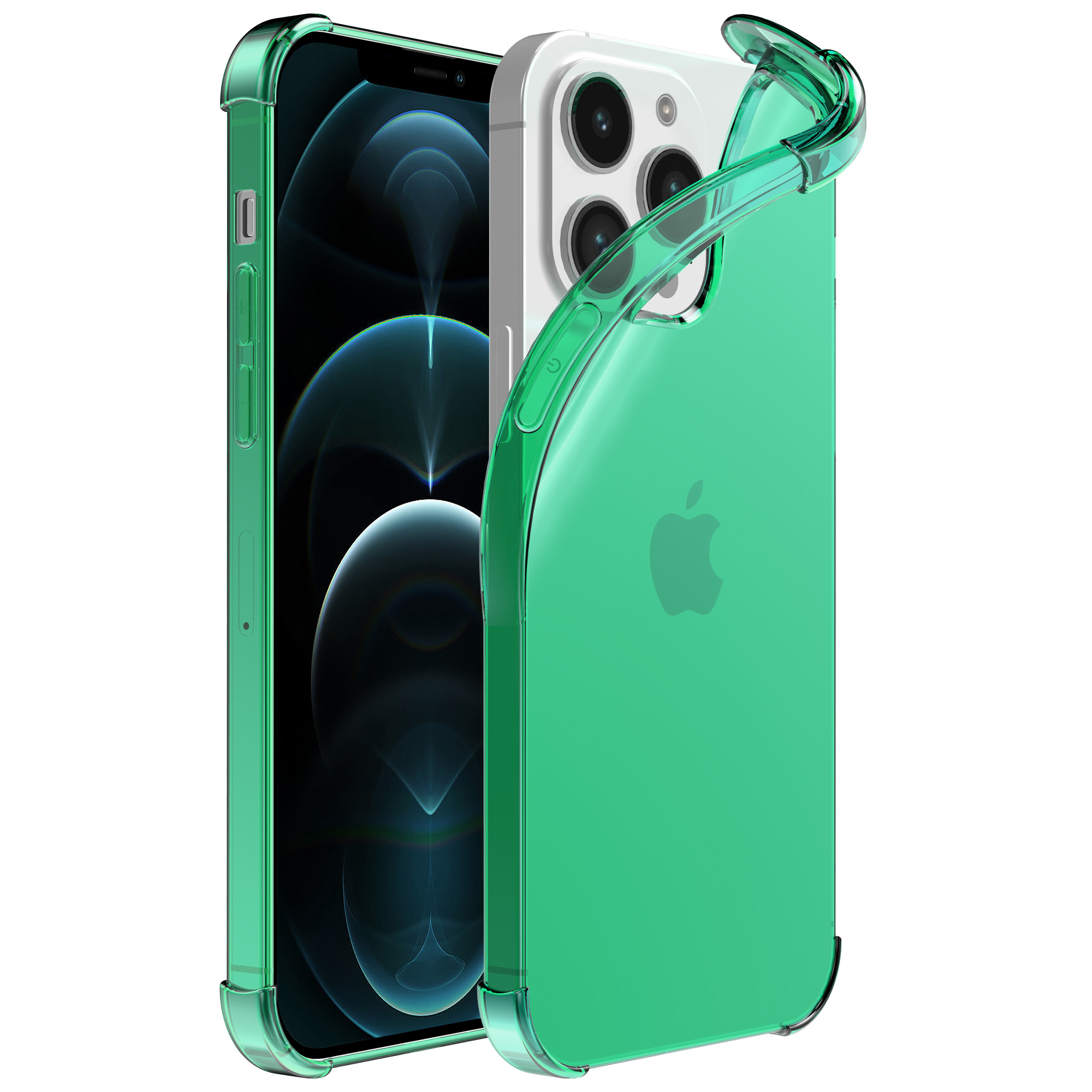 iPhone 12 Pro siliconen telefoonhoesje met stootrand transparant groen (1)
