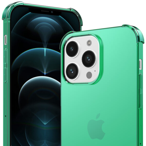 iPhone 12 Pro siliconen telefoonhoesje met stootrand transparant groen (2)