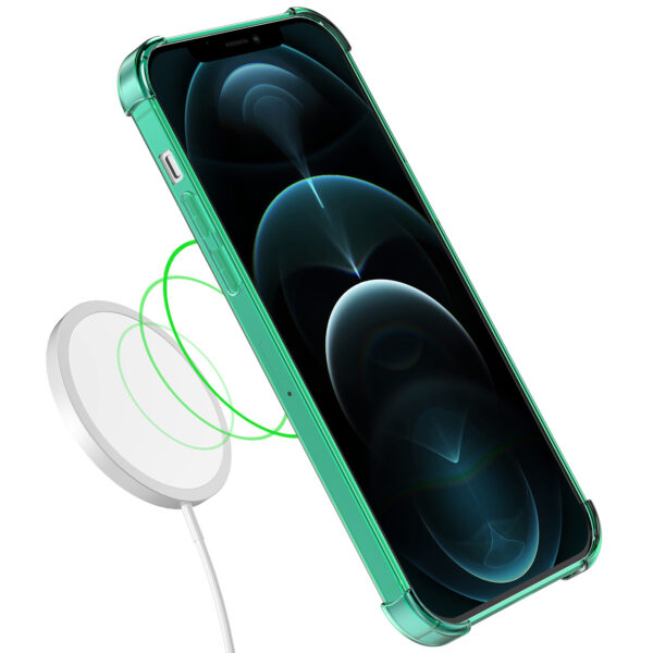 iPhone 12 Pro siliconen telefoonhoesje met stootrand transparant groen (3)