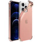 iPhone 12 Pro siliconen telefoonhoesje met stootrand transparant lichtroze (1)