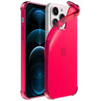 iPhone 12 Pro siliconen telefoonhoesje met stootrand transparant neon roze (1)