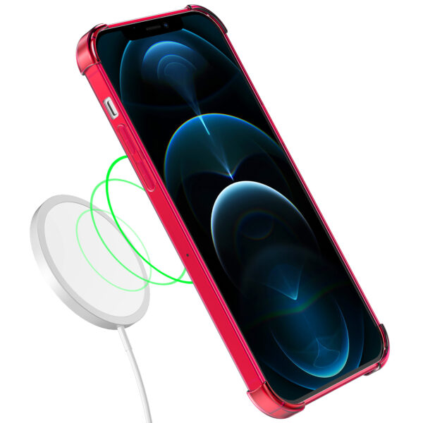 iPhone 12 Pro siliconen telefoonhoesje met stootrand transparant neon roze (3)
