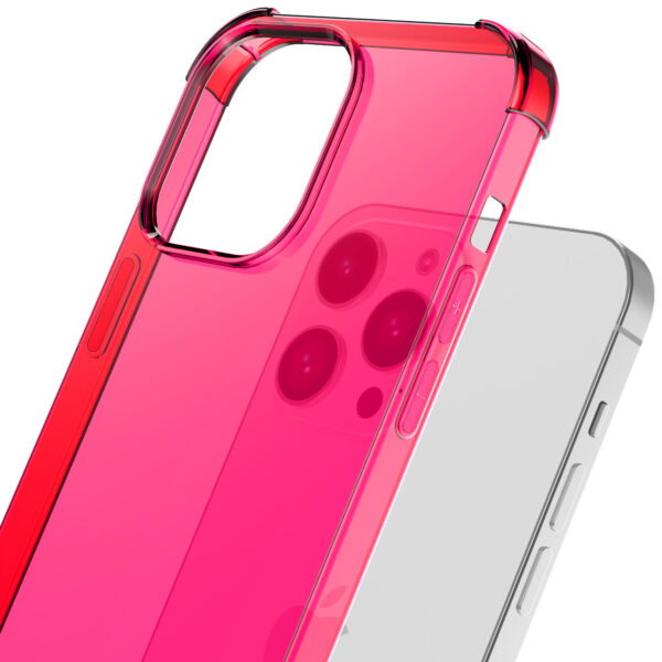 iPhone 12 Pro siliconen telefoonhoesje met stootrand transparant neon roze (5)