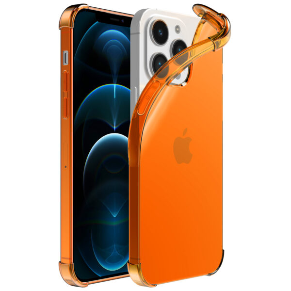 iPhone 12 Pro siliconen telefoonhoesje met stootrand transparant oranje (1)