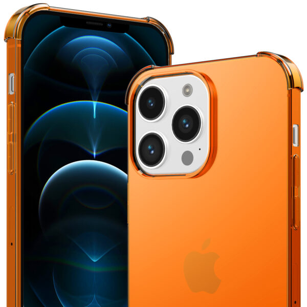 iPhone 12 Pro siliconen telefoonhoesje met stootrand transparant oranje (2)