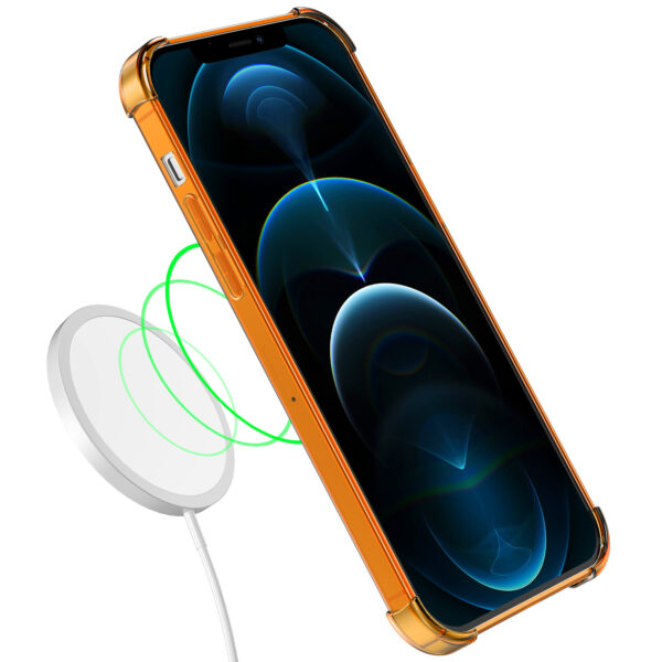 iPhone 12 Pro siliconen telefoonhoesje met stootrand transparant oranje (3)