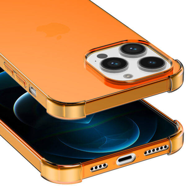 iPhone 12 Pro siliconen telefoonhoesje met stootrand transparant oranje (4)