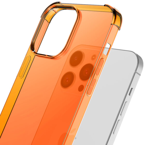 iPhone 12 Pro siliconen telefoonhoesje met stootrand transparant oranje (5)