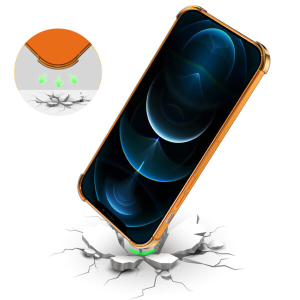 iPhone 12 Pro siliconen telefoonhoesje met stootrand transparant oranje (6)