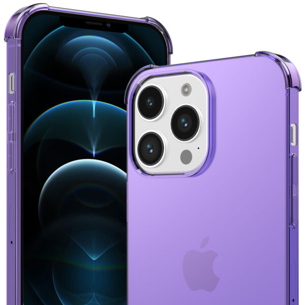 iPhone 12 Pro siliconen telefoonhoesje met stootrand transparant paars (2)