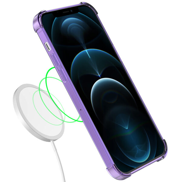 iPhone 12 Pro siliconen telefoonhoesje met stootrand transparant paars (3)