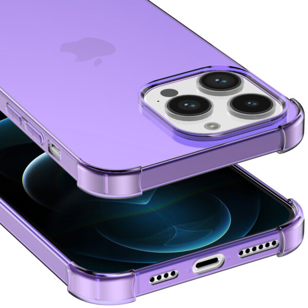 iPhone 12 Pro siliconen telefoonhoesje met stootrand transparant paars (4)