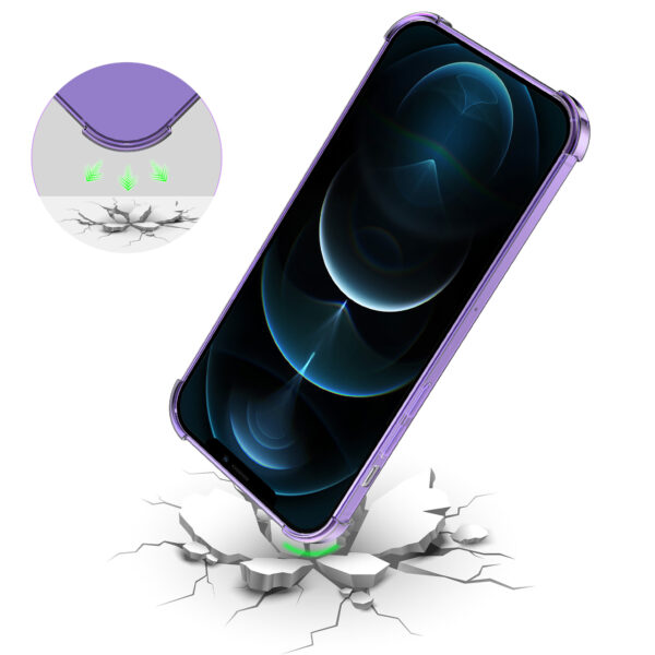 iPhone 12 Pro siliconen telefoonhoesje met stootrand transparant paars (6)