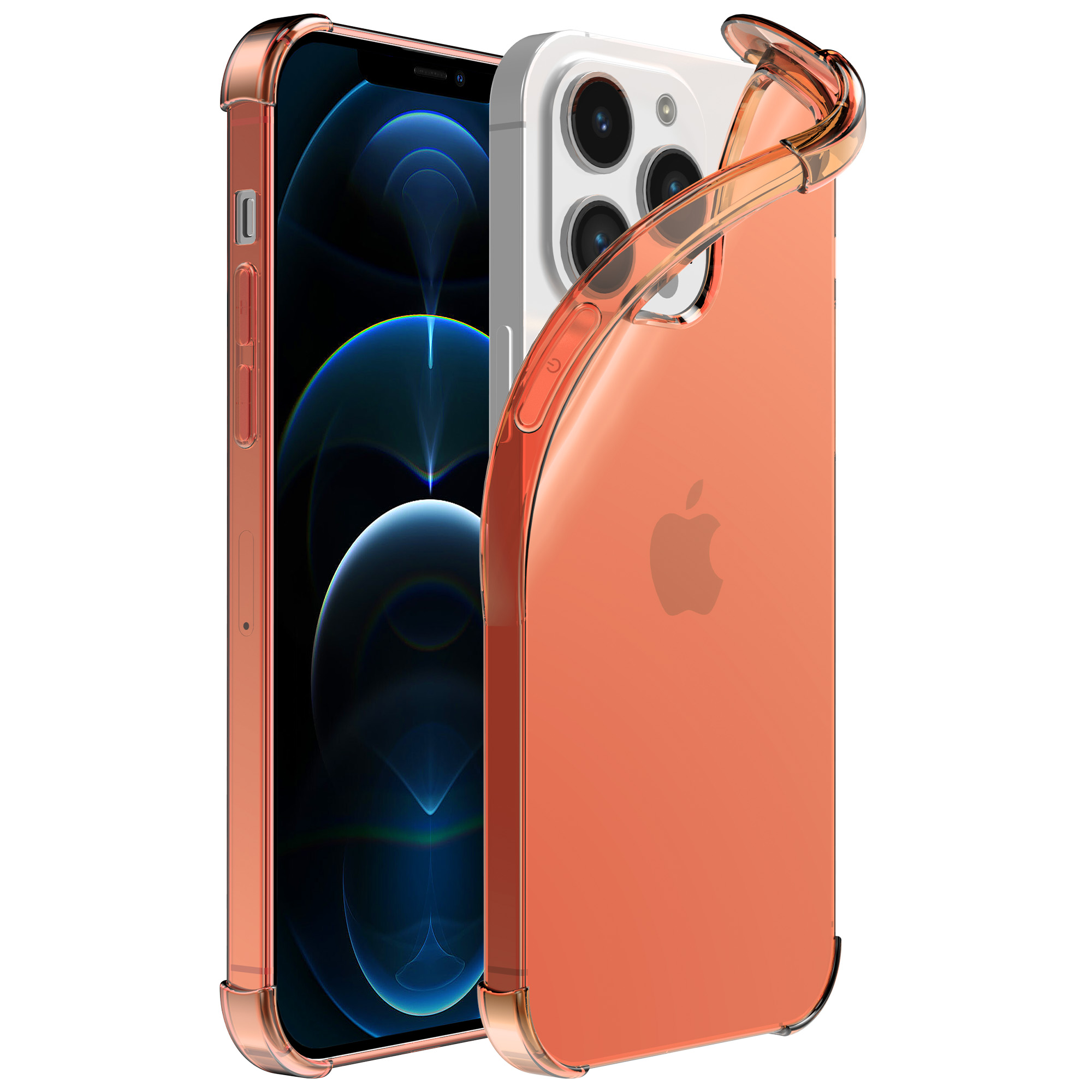 iPhone 12 Pro siliconen telefoonhoesje met stootrand transparant rood (1)