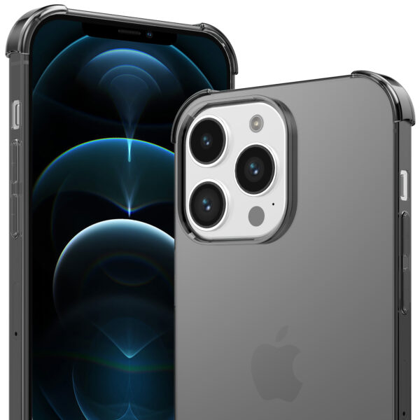 iPhone 12 Pro siliconen telefoonhoesje met stootrand transparant zwart (2)