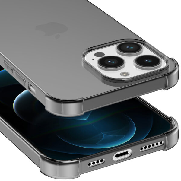 iPhone 12 Pro siliconen telefoonhoesje met stootrand transparant zwart (4)