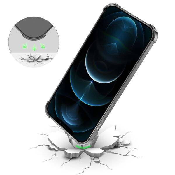 iPhone 12 Pro siliconen telefoonhoesje met stootrand transparant zwart (6)