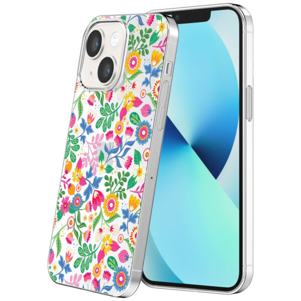 iPhone 13 Mini transparant telefoonhoesje met bloemen opdruk (1)