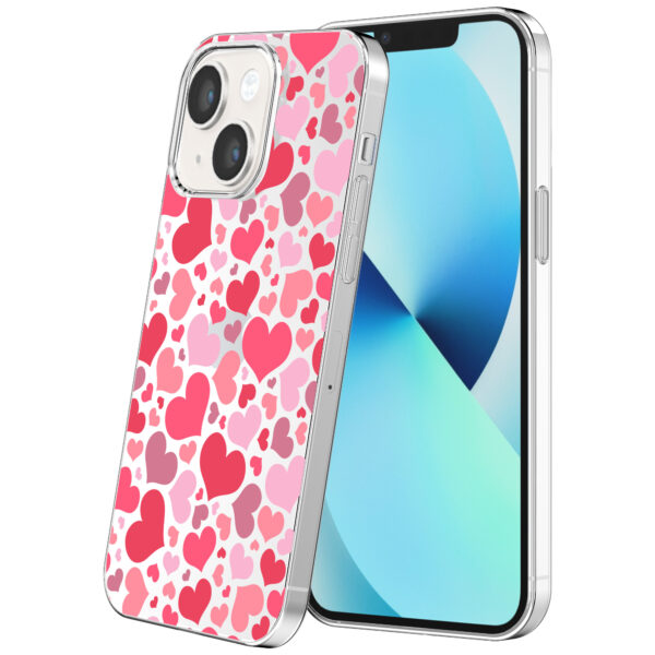 iPhone 13 Mini transparant telefoonhoesje met hartjes opdruk (1)