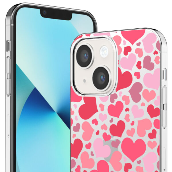 iPhone 13 Mini transparant telefoonhoesje met hartjes opdruk (2)