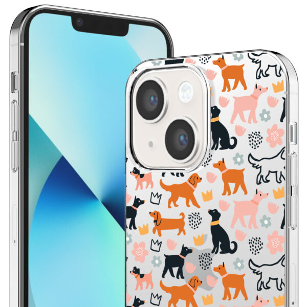 iPhone 13 Mini transparant telefoonhoesje met honden opdruk (2)