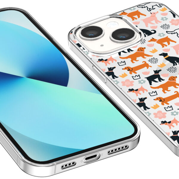 iPhone 13 Mini transparant telefoonhoesje met honden opdruk (3)