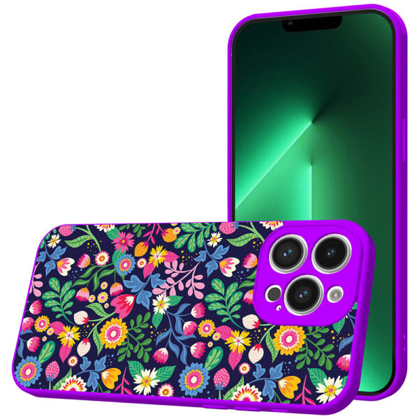 iPhone 13 Pro Max telefoonhoesje met bloemen opdruk paars (1)