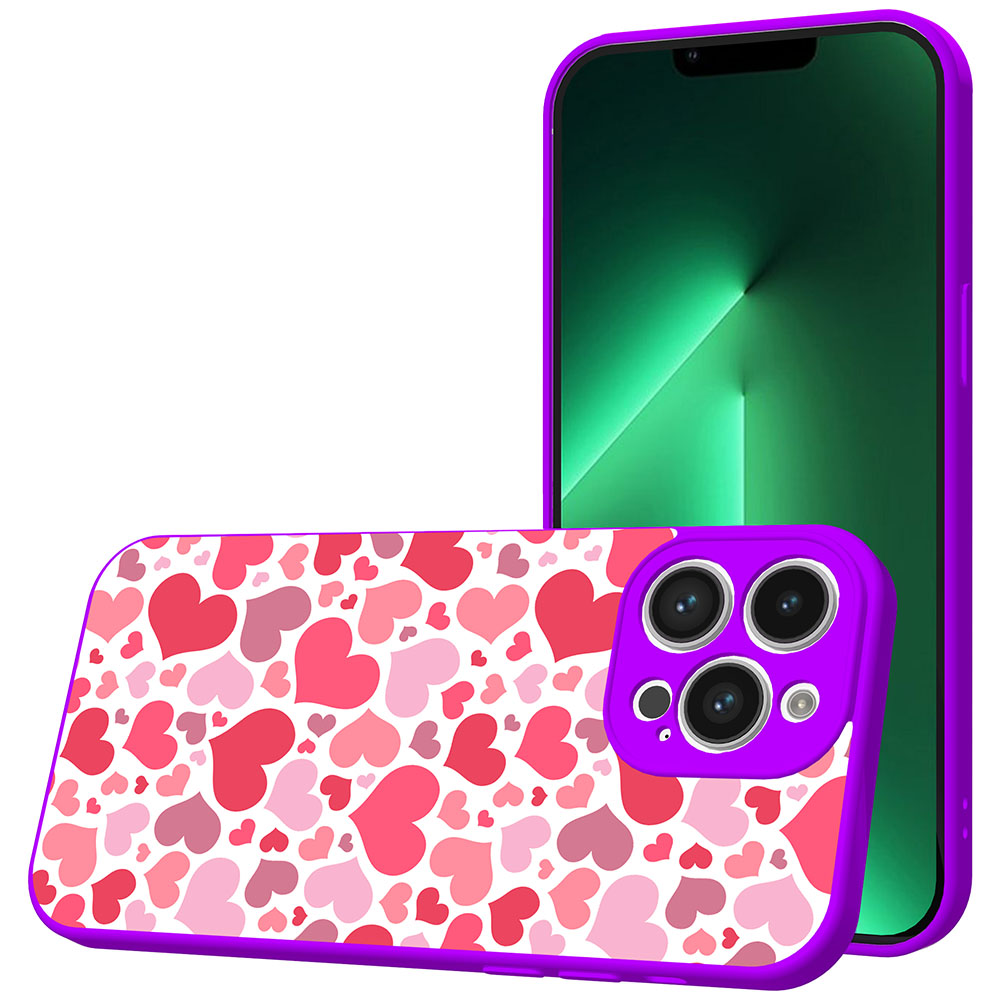 iPhone 13 Pro Max telefoonhoesje met hartjes opdruk paars (1)
