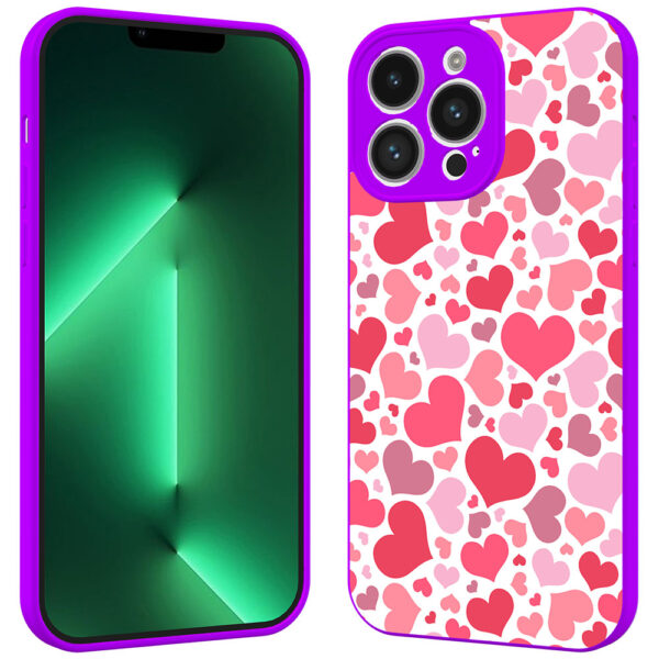 iPhone 13 Pro Max telefoonhoesje met hartjes opdruk paars (2)