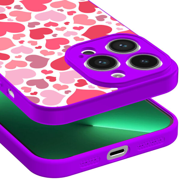 iPhone 13 Pro Max telefoonhoesje met hartjes opdruk paars (3)