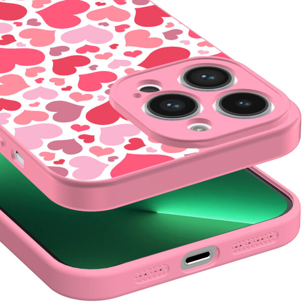 iPhone 13 Pro Max telefoonhoesje met hartjes opdruk roze (3)