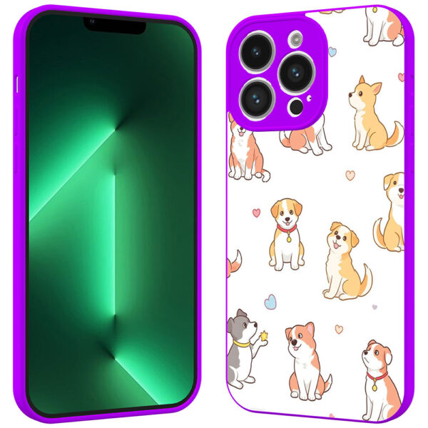 iPhone 13 Pro Max telefoonhoesje met honden opdruk paars (2)