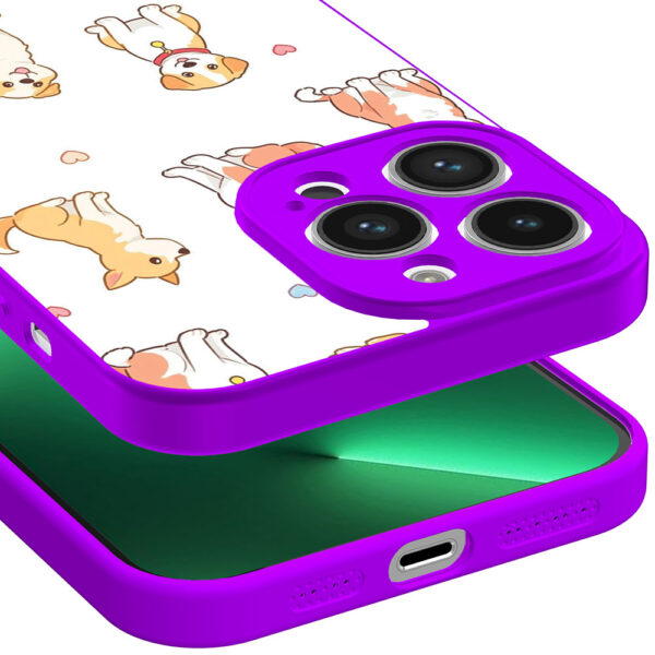 iPhone 13 Pro Max telefoonhoesje met honden opdruk paars (3)