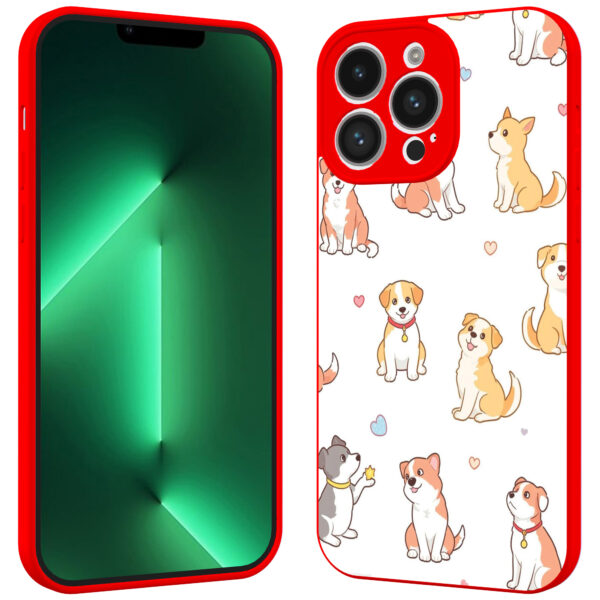 iPhone 13 Pro Max telefoonhoesje met honden opdruk rood (2)
