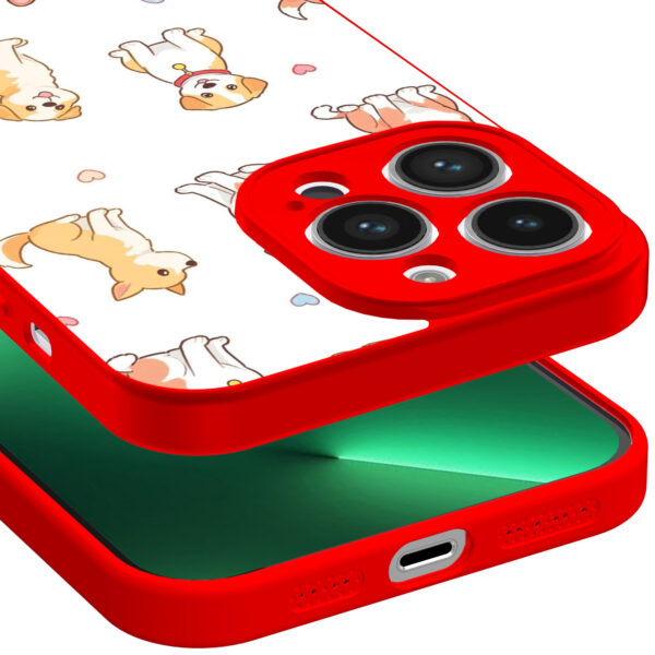 iPhone 13 Pro Max telefoonhoesje met honden opdruk rood (3)