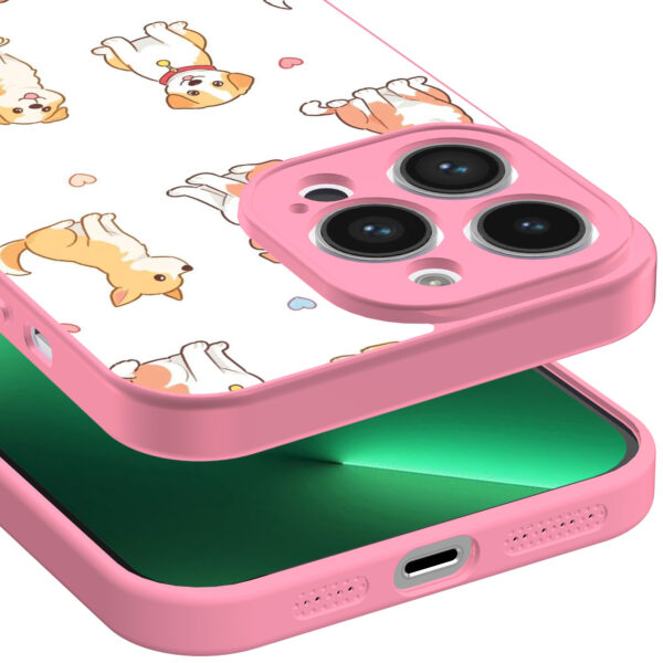 iPhone 13 Pro Max telefoonhoesje met honden opdruk roze (3)
