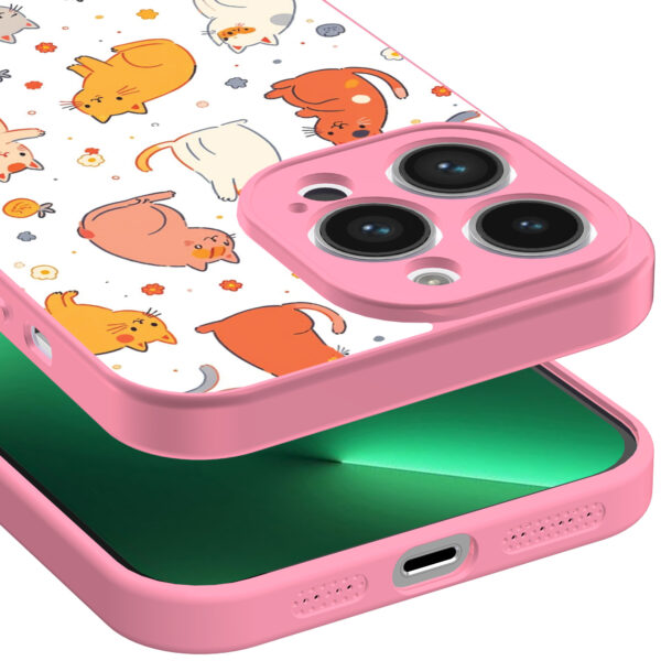 iPhone 13 Pro Max telefoonhoesje met katten en poezen opdruk roze (3)