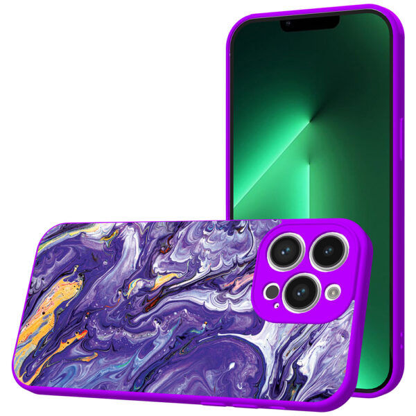 iPhone 13 Pro Max telefoonhoesje met paars goud marmer opdruk paars (1)
