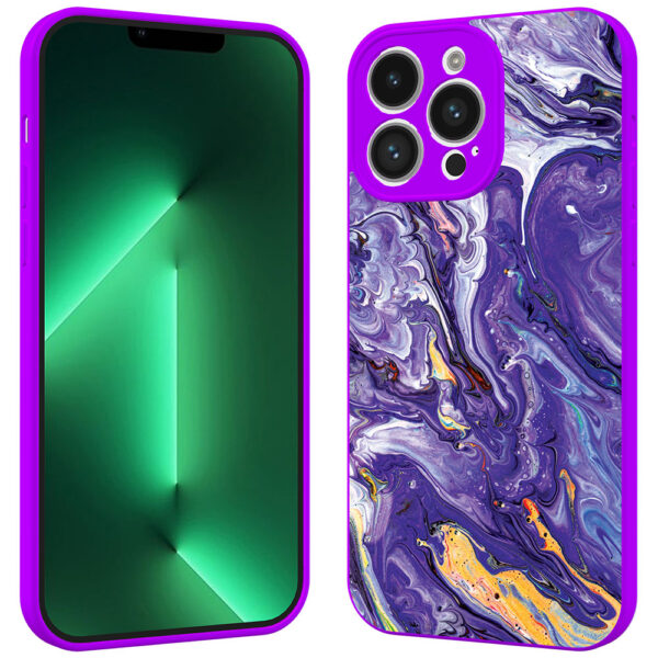 iPhone 13 Pro Max telefoonhoesje met paars goud marmer opdruk paars (2)