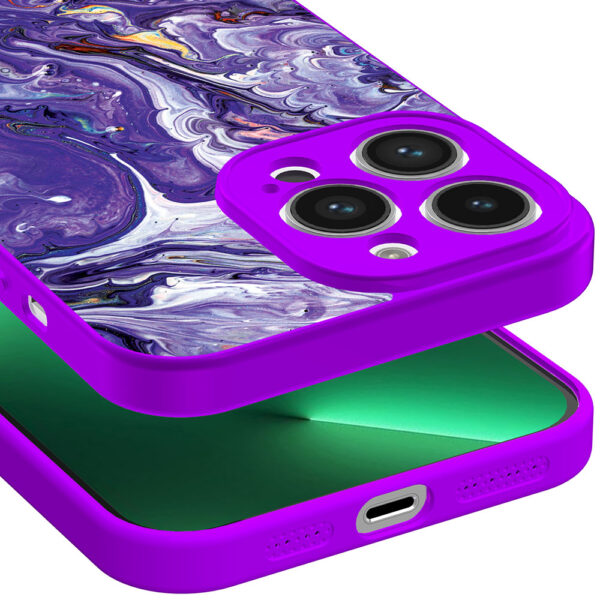 iPhone 13 Pro Max telefoonhoesje met paars goud marmer opdruk paars (3)