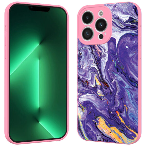 iPhone 13 Pro Max telefoonhoesje met paars goud marmer opdruk roze (2)