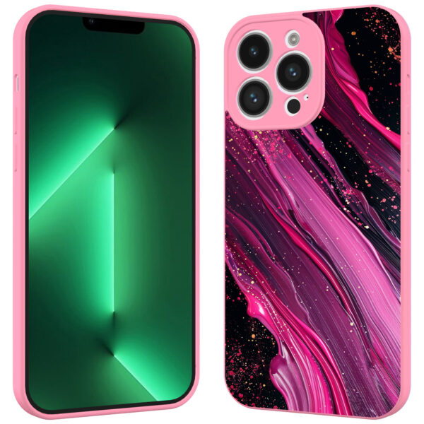 iPhone 13 Pro Max telefoonhoesje met paars roze marmer opdruk roze (2)