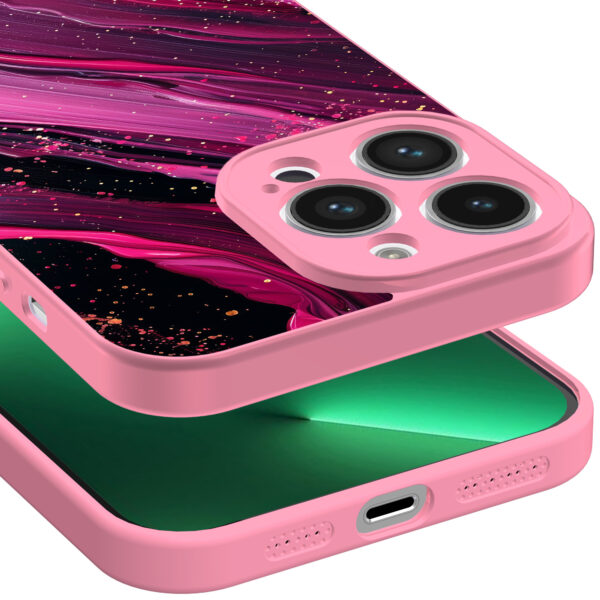 iPhone 13 Pro Max telefoonhoesje met paars roze marmer opdruk roze (3)